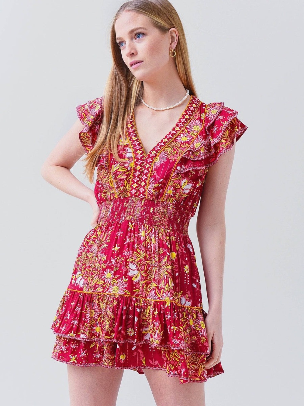 Poupette St Barth  Women's Camila Mini Dress in red orange size small